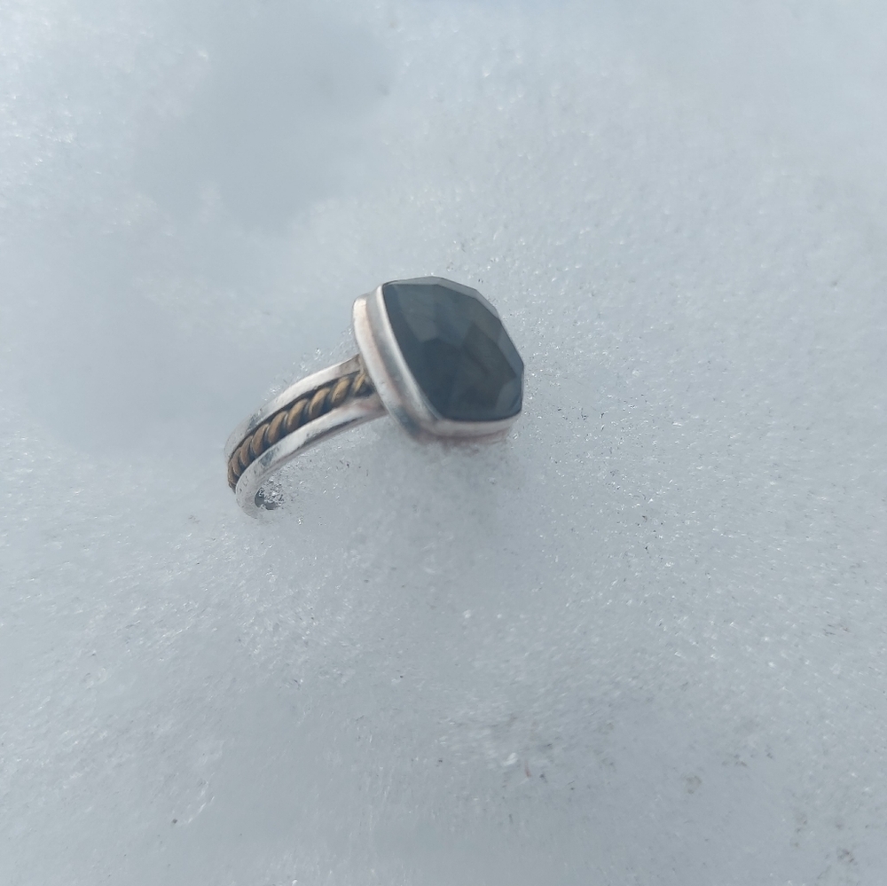 💎925 Sterling Silver Labradorite Ring Size 9 | Made in India | Mixed Metal💎